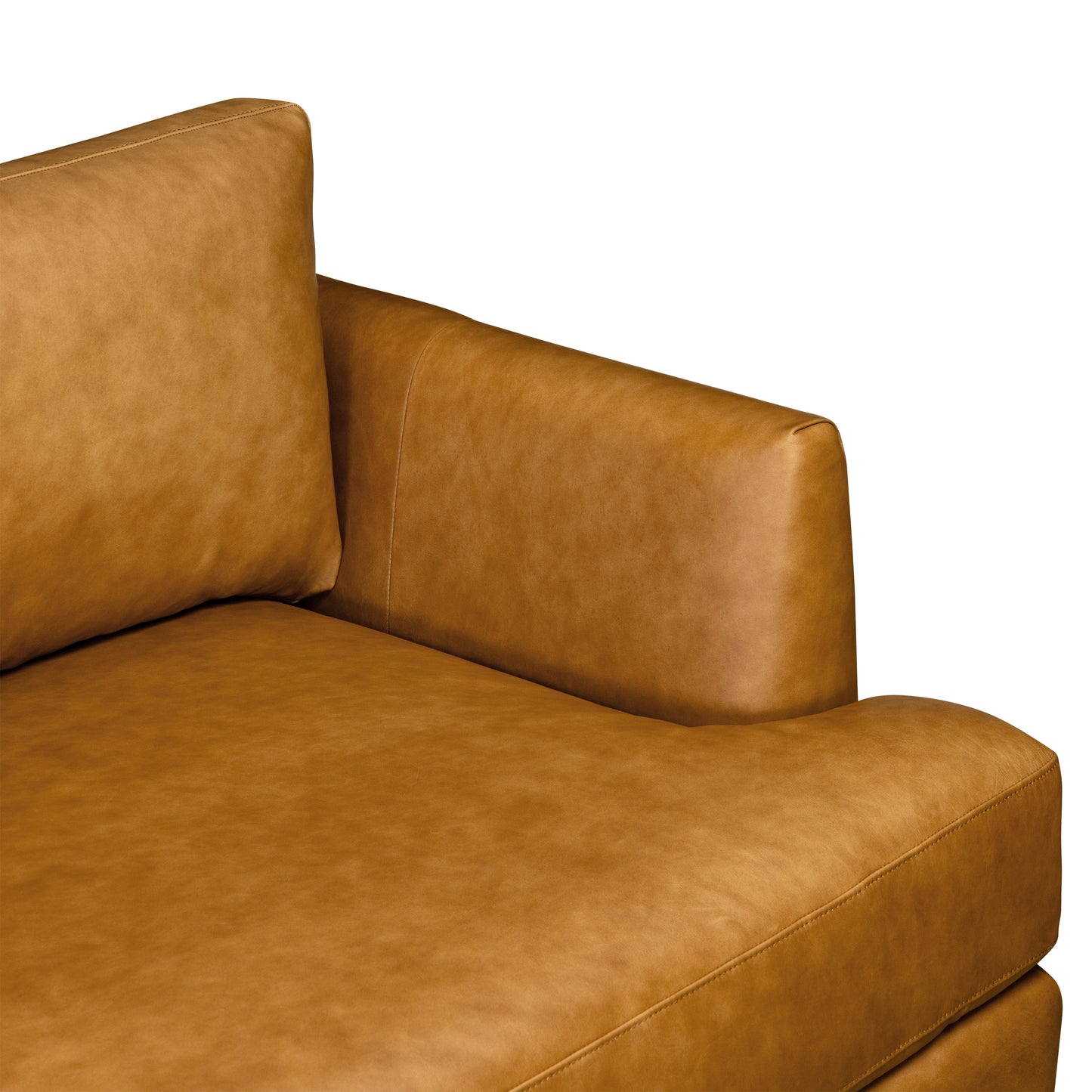 Catania 116.5" Leather Left-Facing Bumper Sectional Sofa | Cognac Tan
