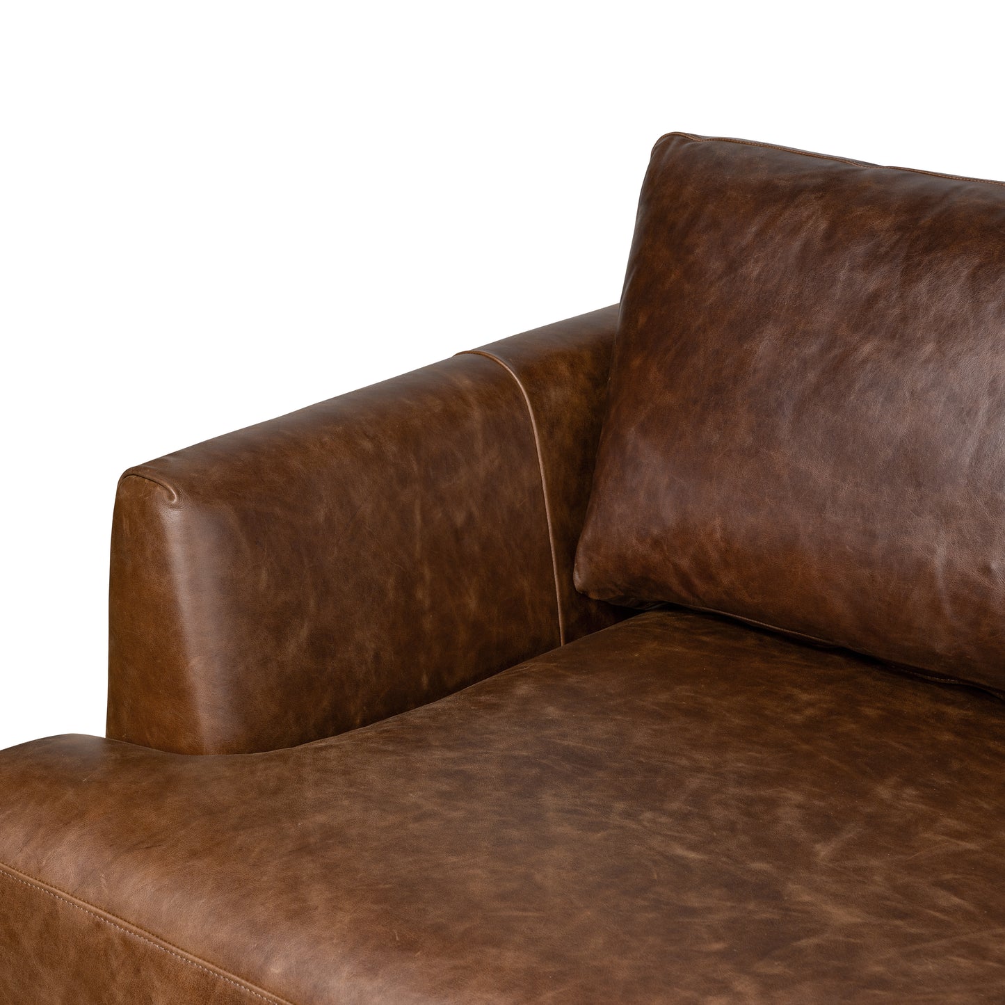 Catania 116.5" Leather Right-Facing Bumper Sectional Sofa | Chocolate Brown