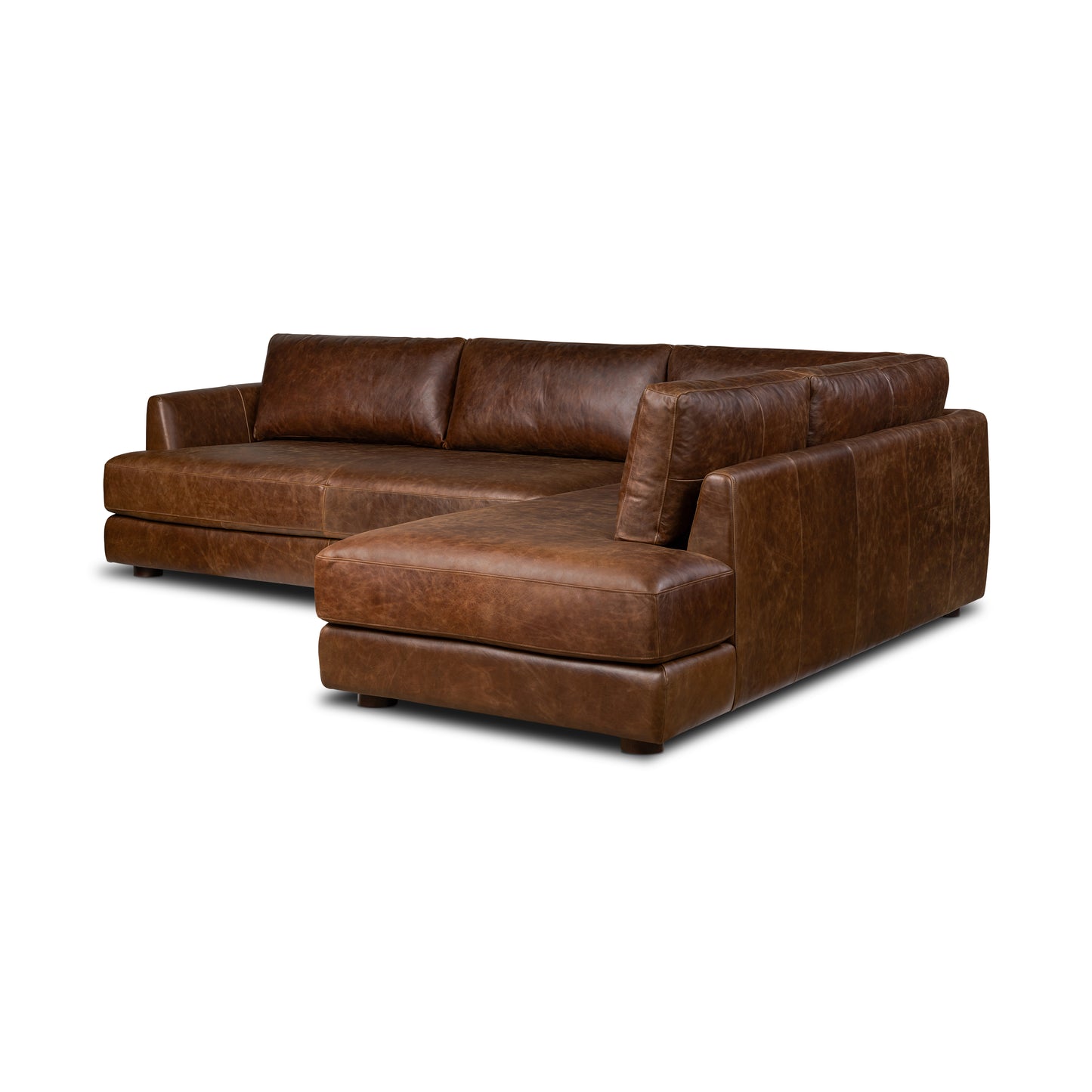 Catania 116.5" Leather Right-Facing Bumper Sectional Sofa | Chocolate Brown