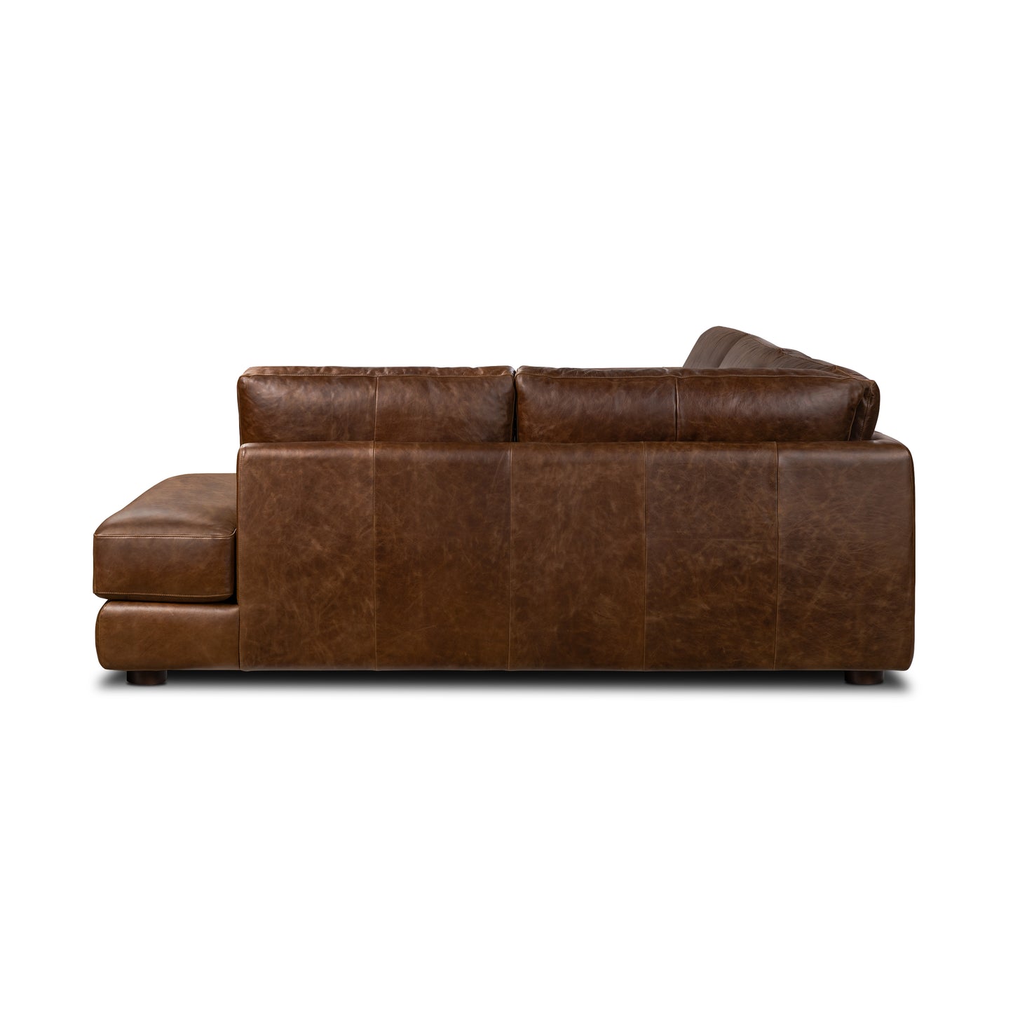 Catania 116.5" Leather Right-Facing Bumper Sectional Sofa | Chocolate Brown