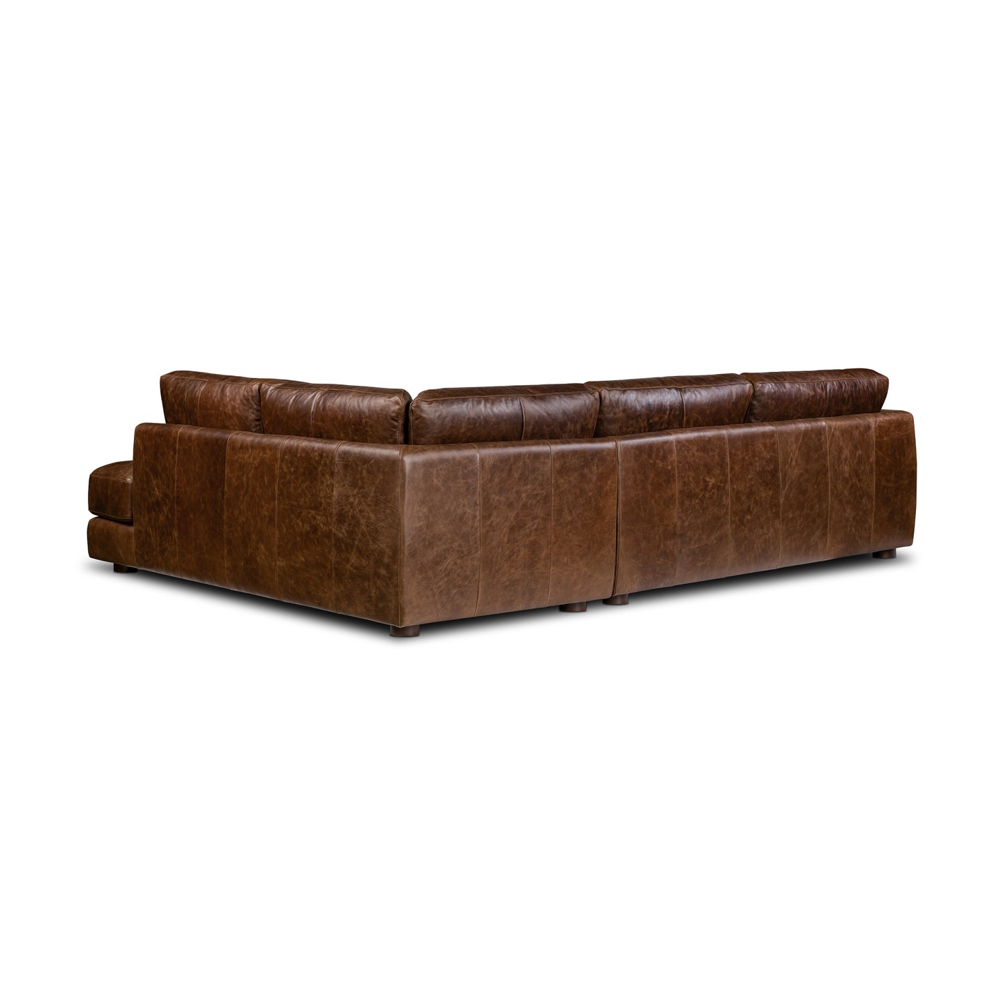 Catania 116.5" Leather Right-Facing Bumper Sectional Sofa | Chocolate Brown