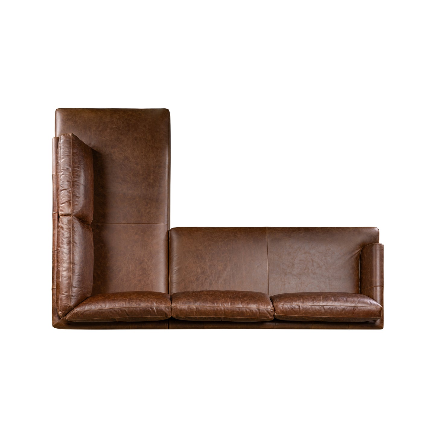 Catania 116.5" Leather Right-Facing Bumper Sectional Sofa | Chocolate Brown