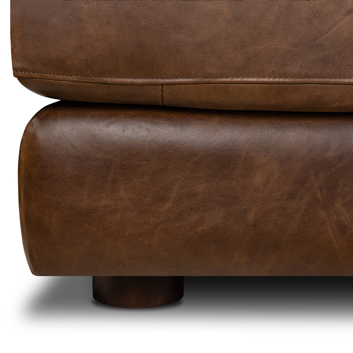 Catania 116.5" Leather Right-Facing Bumper Sectional Sofa | Chocolate Brown