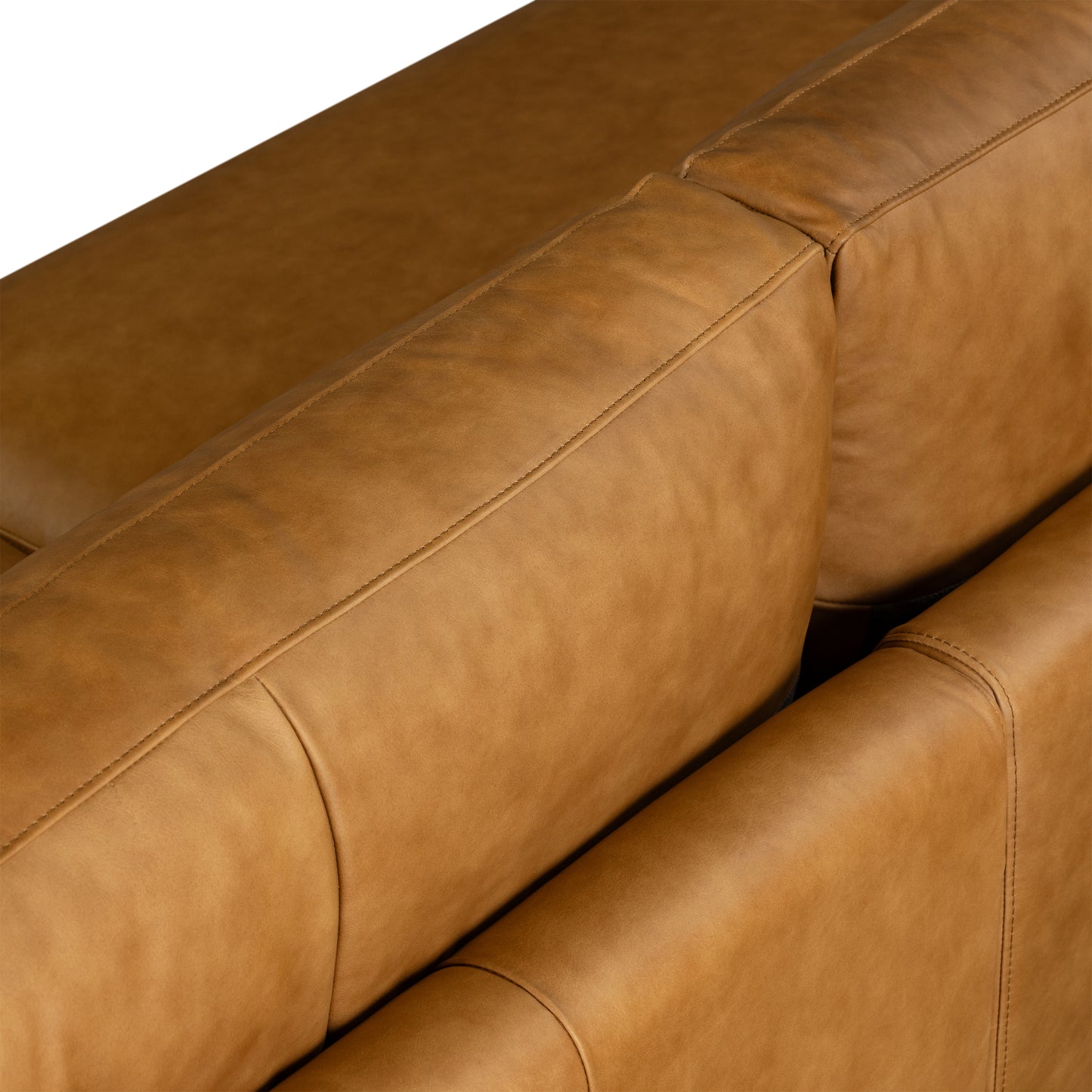 Catania 116.5" Leather Right-Facing Bumper Sectional Sofa | Cognac Tan