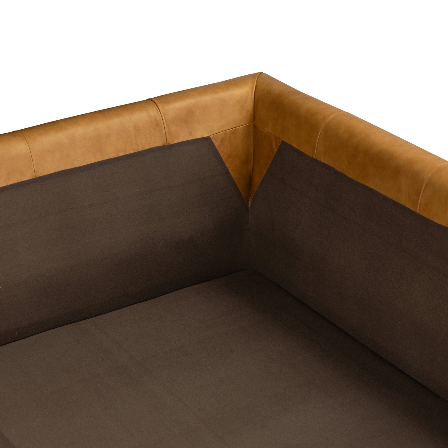 Catania 116.5" Leather Right-Facing Bumper Sectional Sofa | Cognac Tan