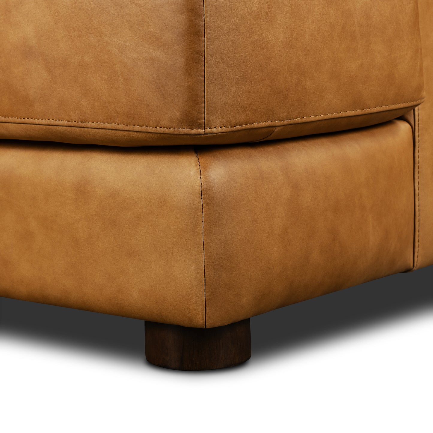 Catania 116.5" Leather Right-Facing Bumper Sectional Sofa | Cognac Tan