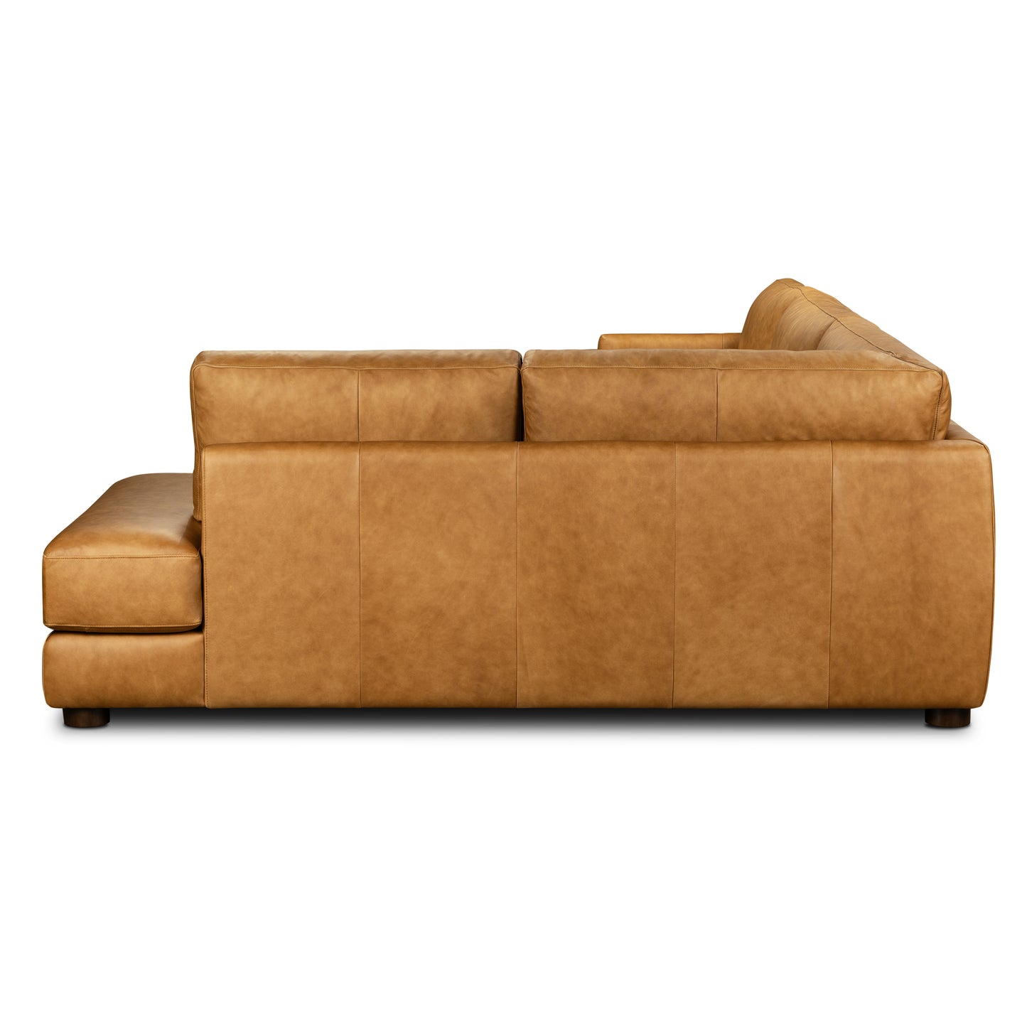 Catania 116.5" Leather Right-Facing Bumper Sectional Sofa | Cognac Tan