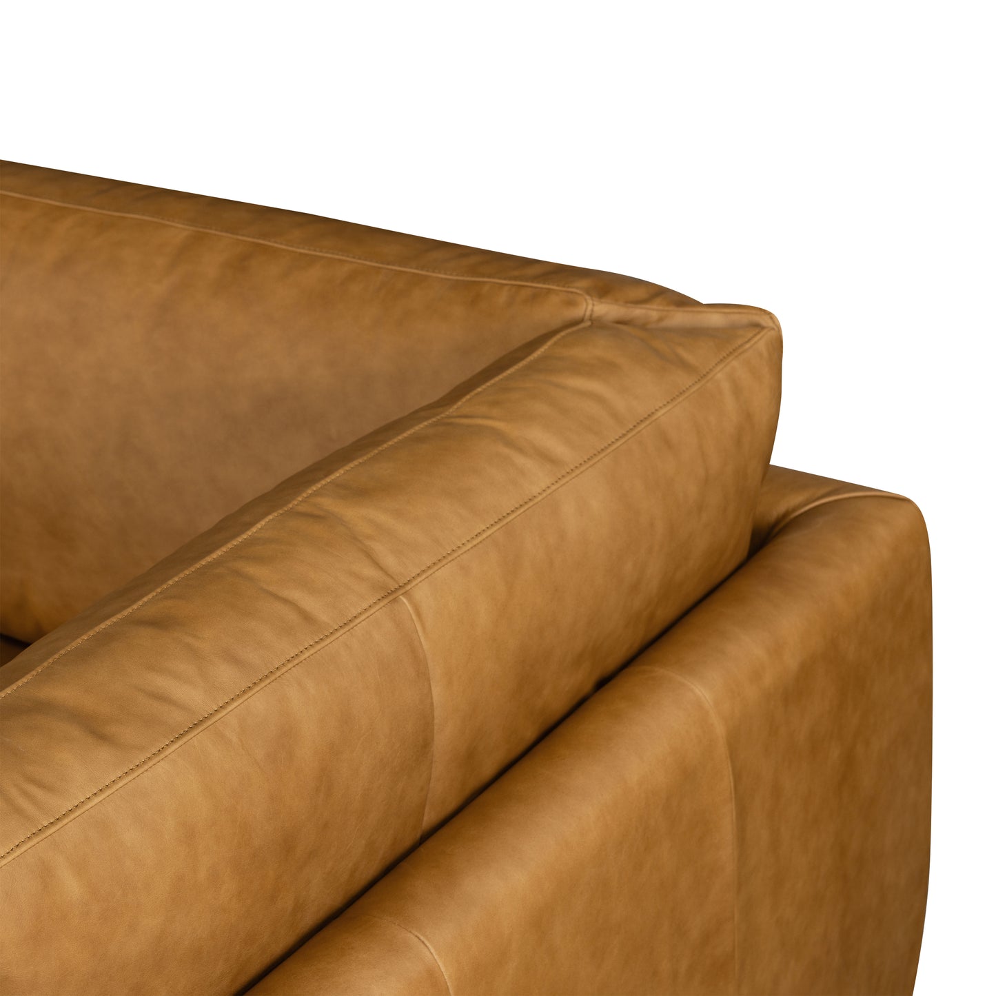 Catania 116.5" Leather Right-Facing Bumper Sectional Sofa | Cognac Tan