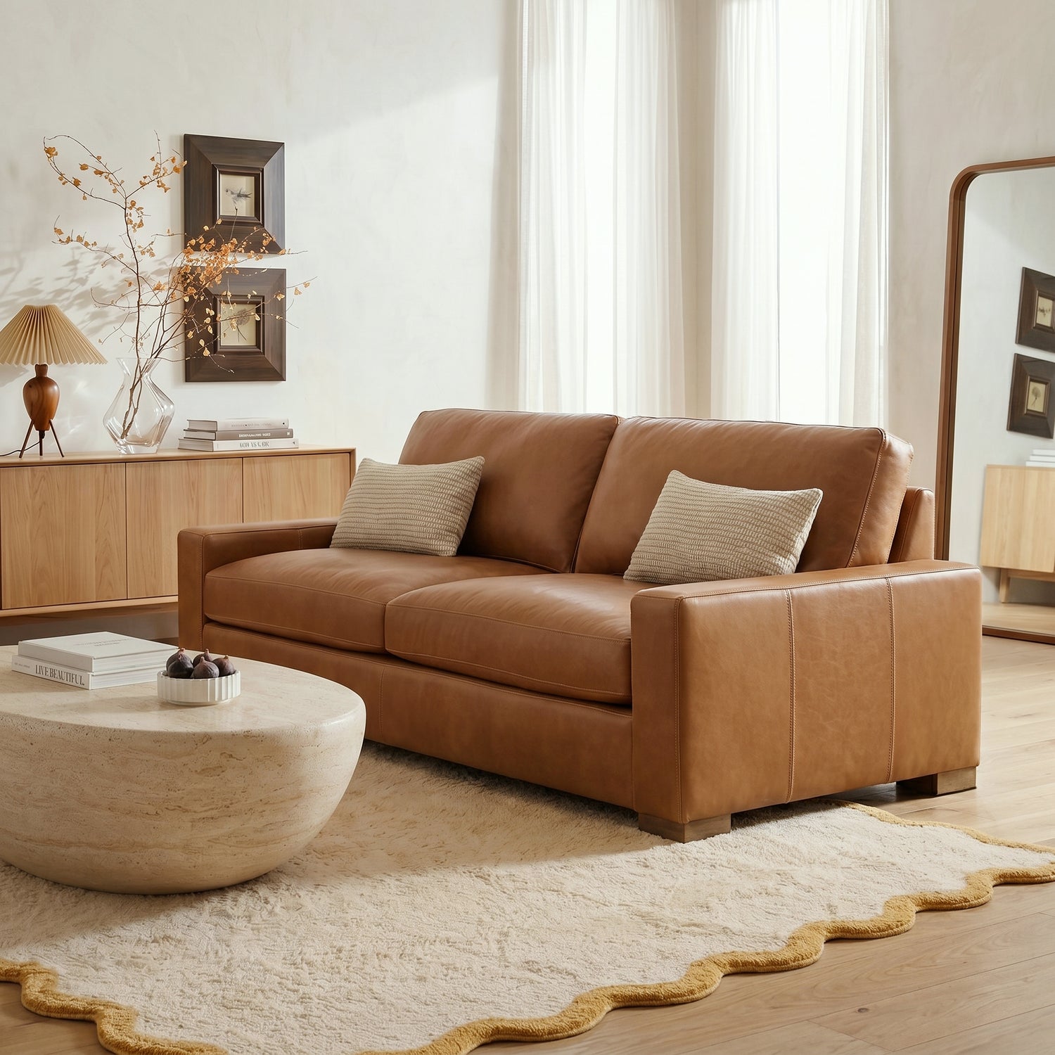 Audrey Leather Sofa | Barrel Brown | 84