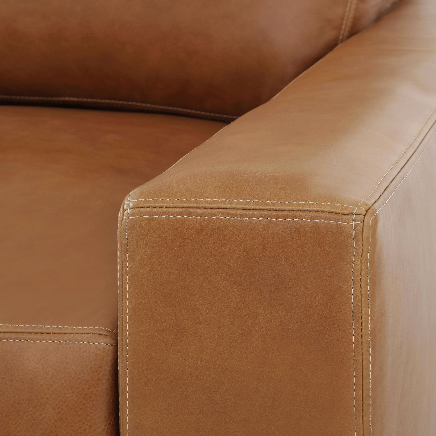 Audrey Leather Sofa | Barrel Brown | 84"