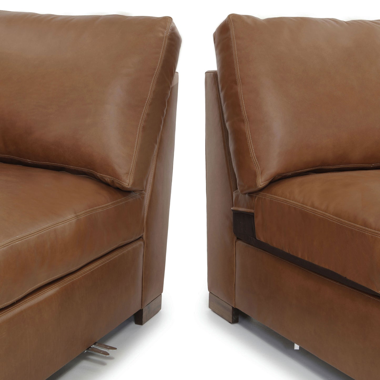 Audrey Leather L-Shaped Corner Sectional | Barrel Brown | 124"