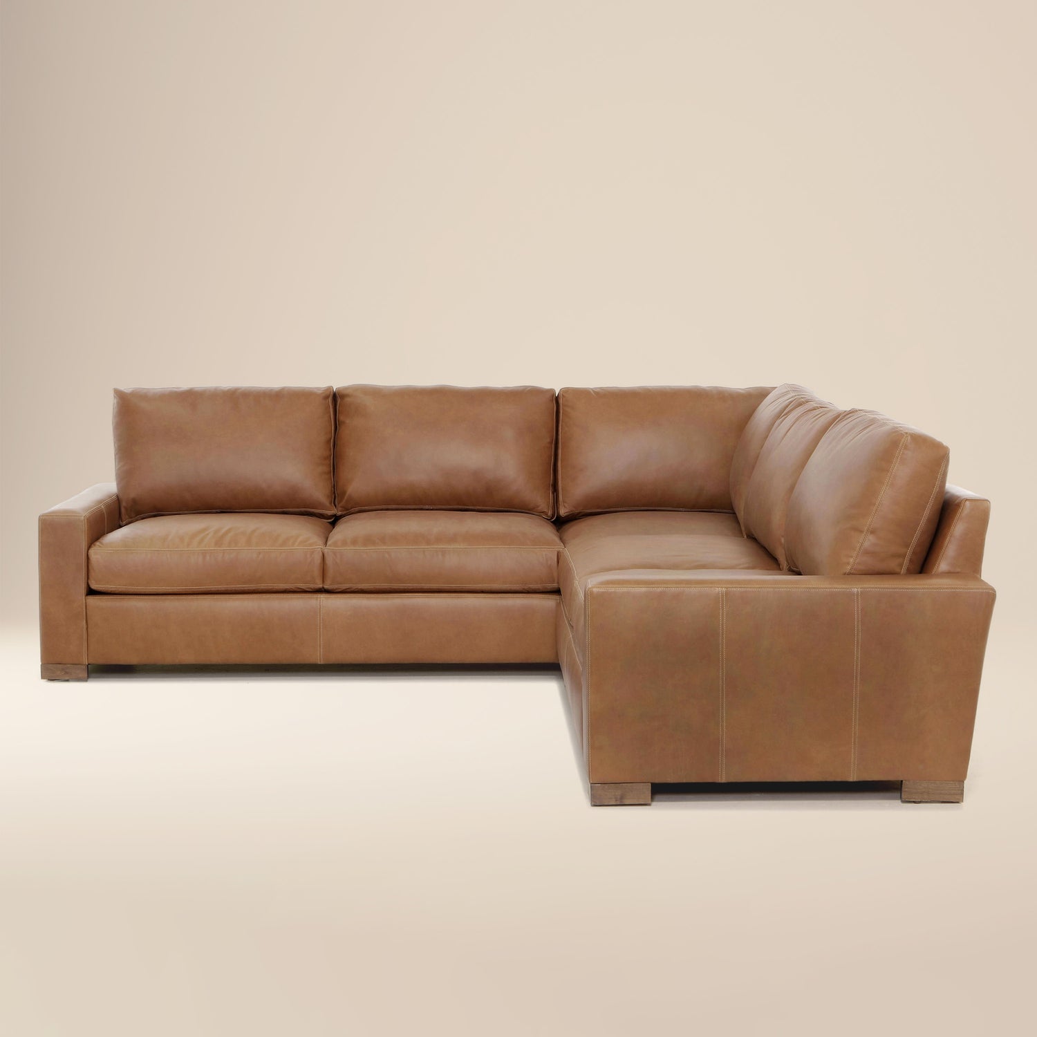 Audrey Leather L-Shaped Corner Sectional | Barrel Brown | 108