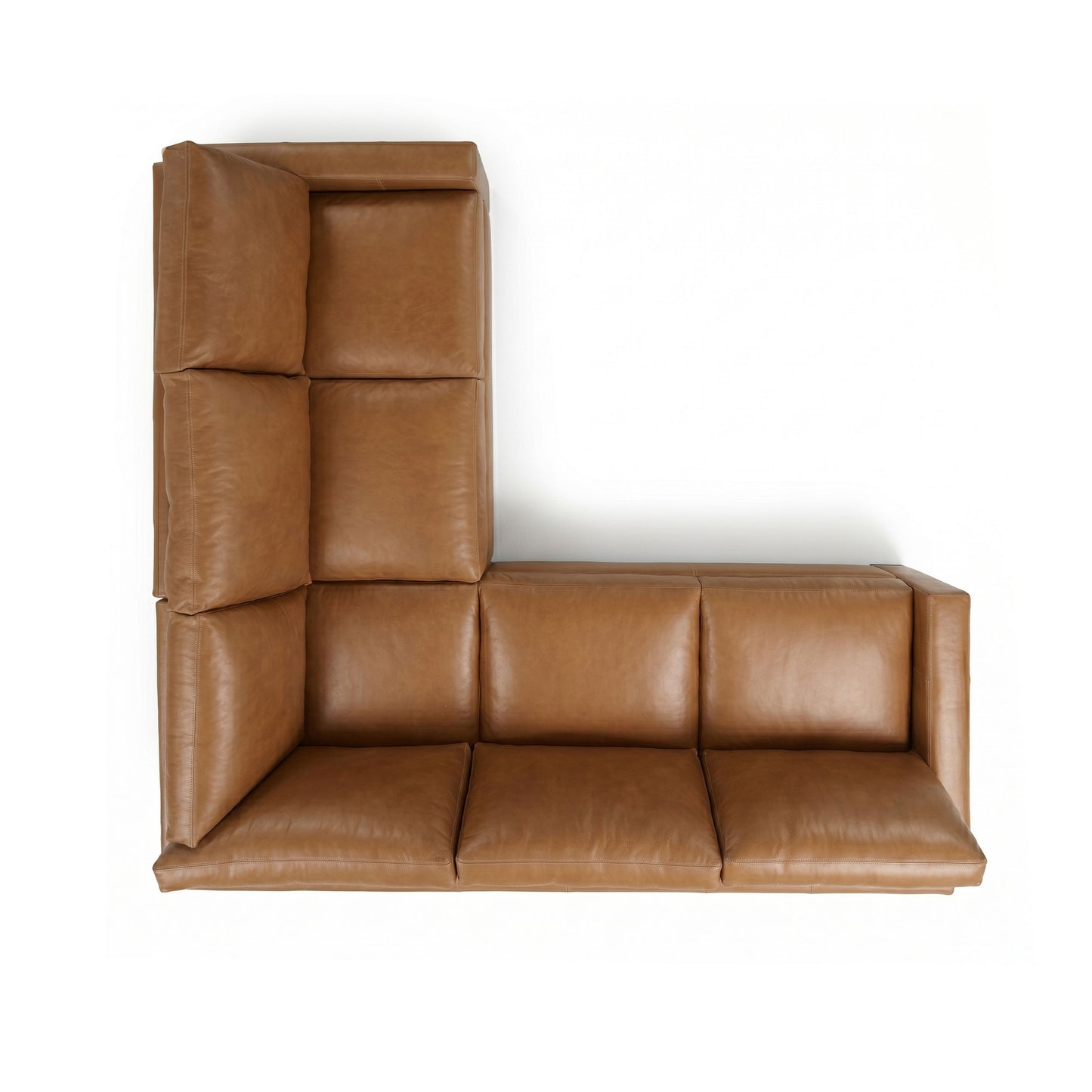 Audrey Leather L-Shaped Corner Sectional | Barrel Brown | 140"