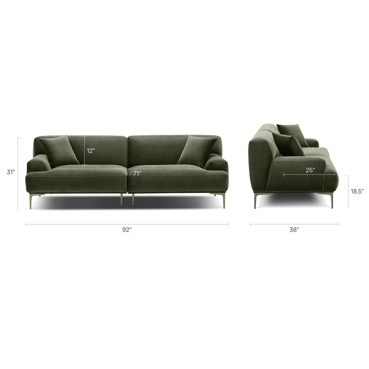 Mineta 92" Sofa | Calabria Green