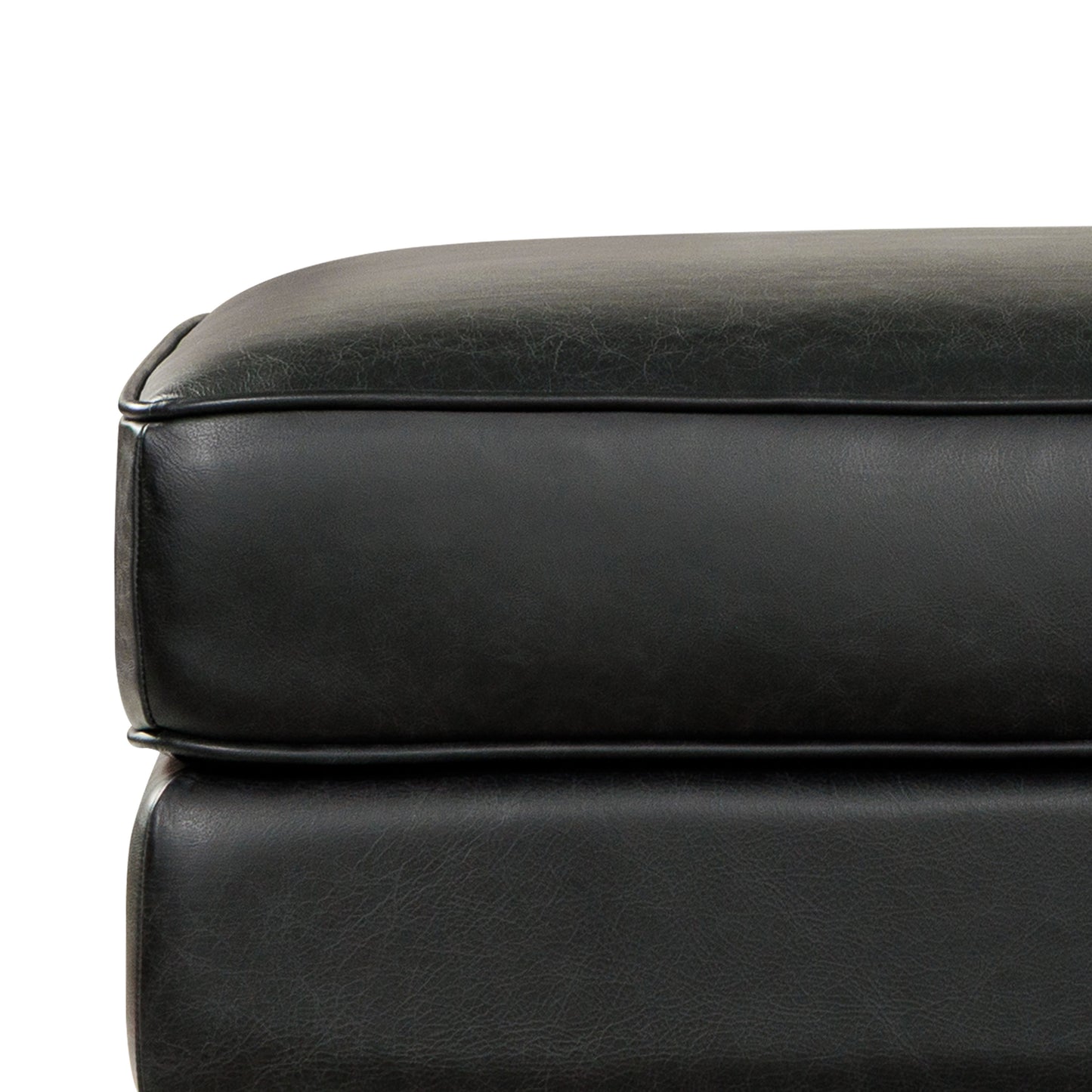 Essex Leather Ottoman 2.0 | Onyx Black