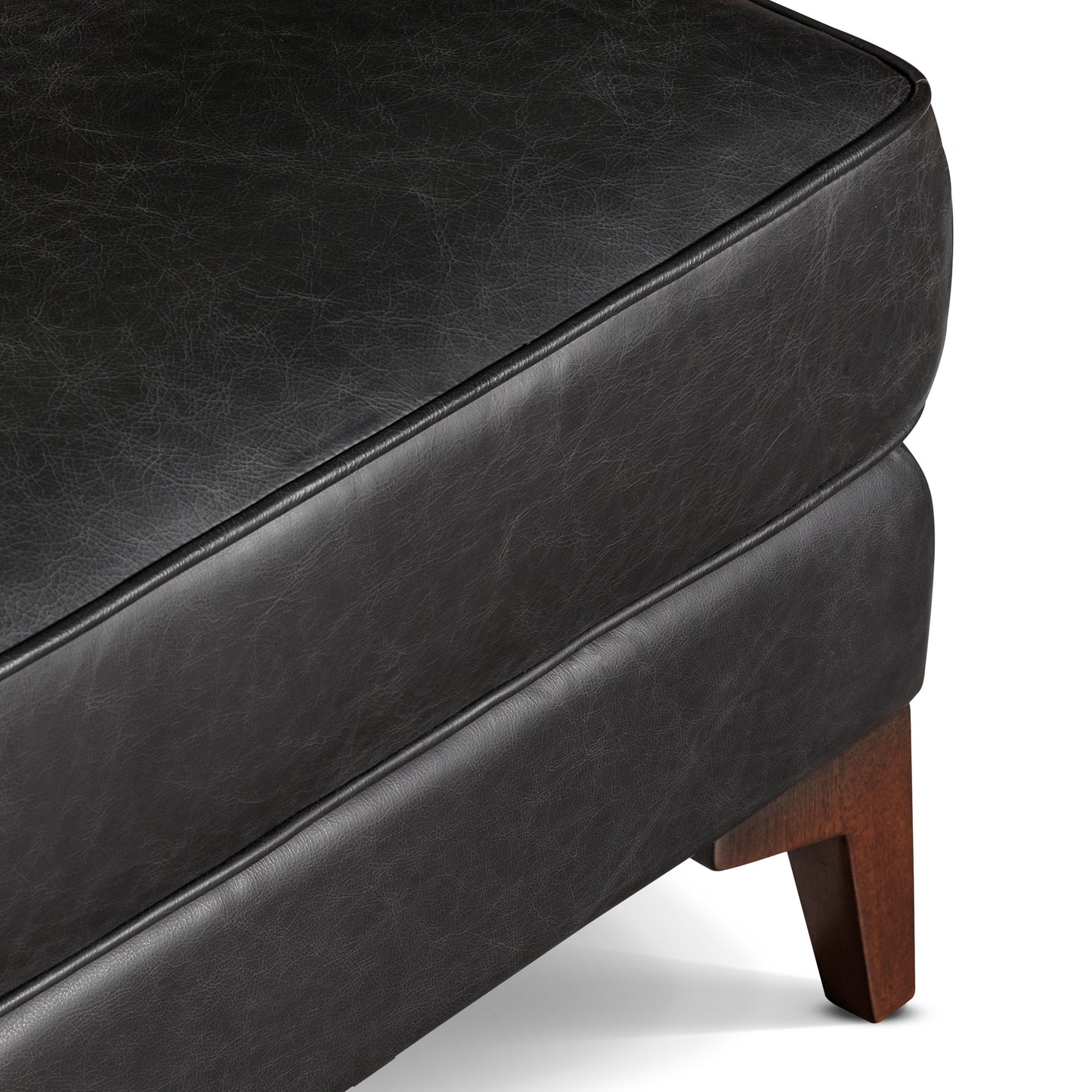 Essex Leather Ottoman 2.0 | Onyx Black