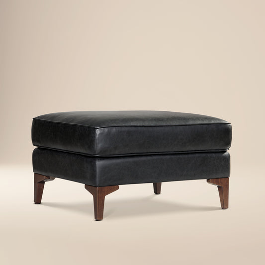 Essex Leather Ottoman 2.0 | Onyx Black