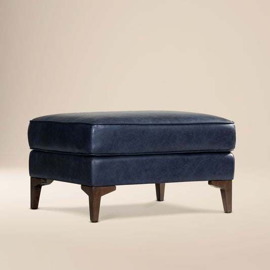 Essex Leather Ottoman 2.0 | Midnight Blue