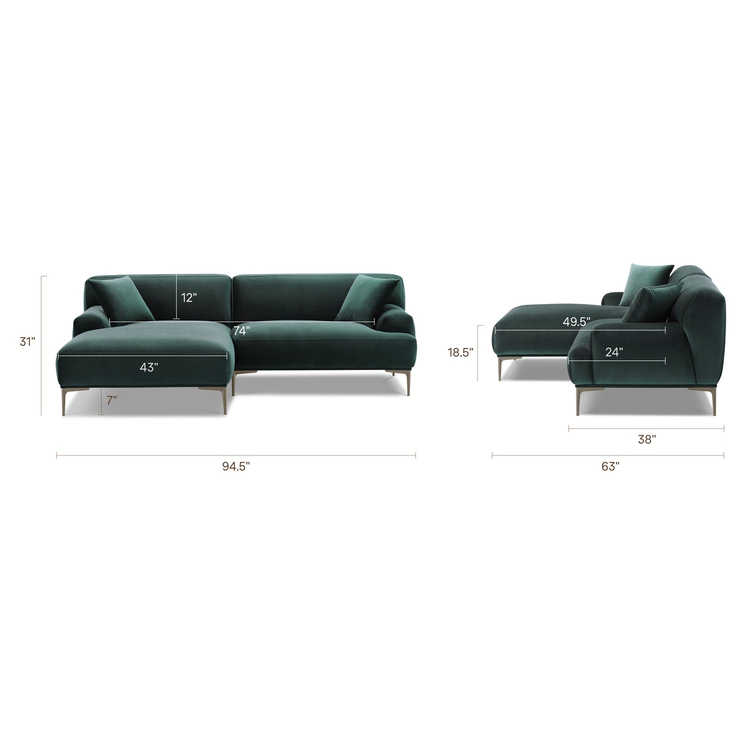 Mineta Left-Facing Sectional | Amalfi Blue 