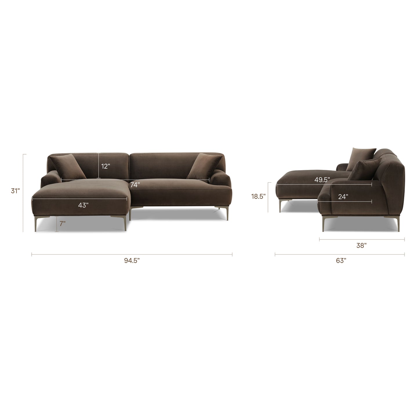 Mineta Left-Facing Sectional | Shadow Brown