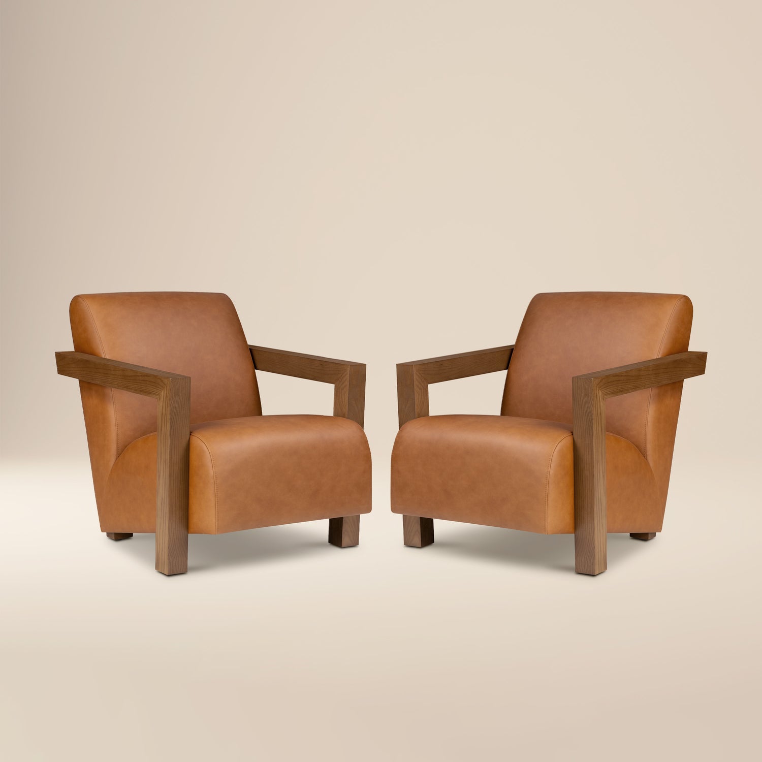 Giza Leather Lounge Chair 2.0 | Cognac Tan | Set of 2 