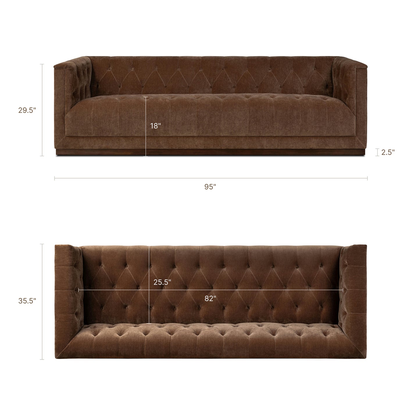 Linus 95" Sofa | Bronzer Brown