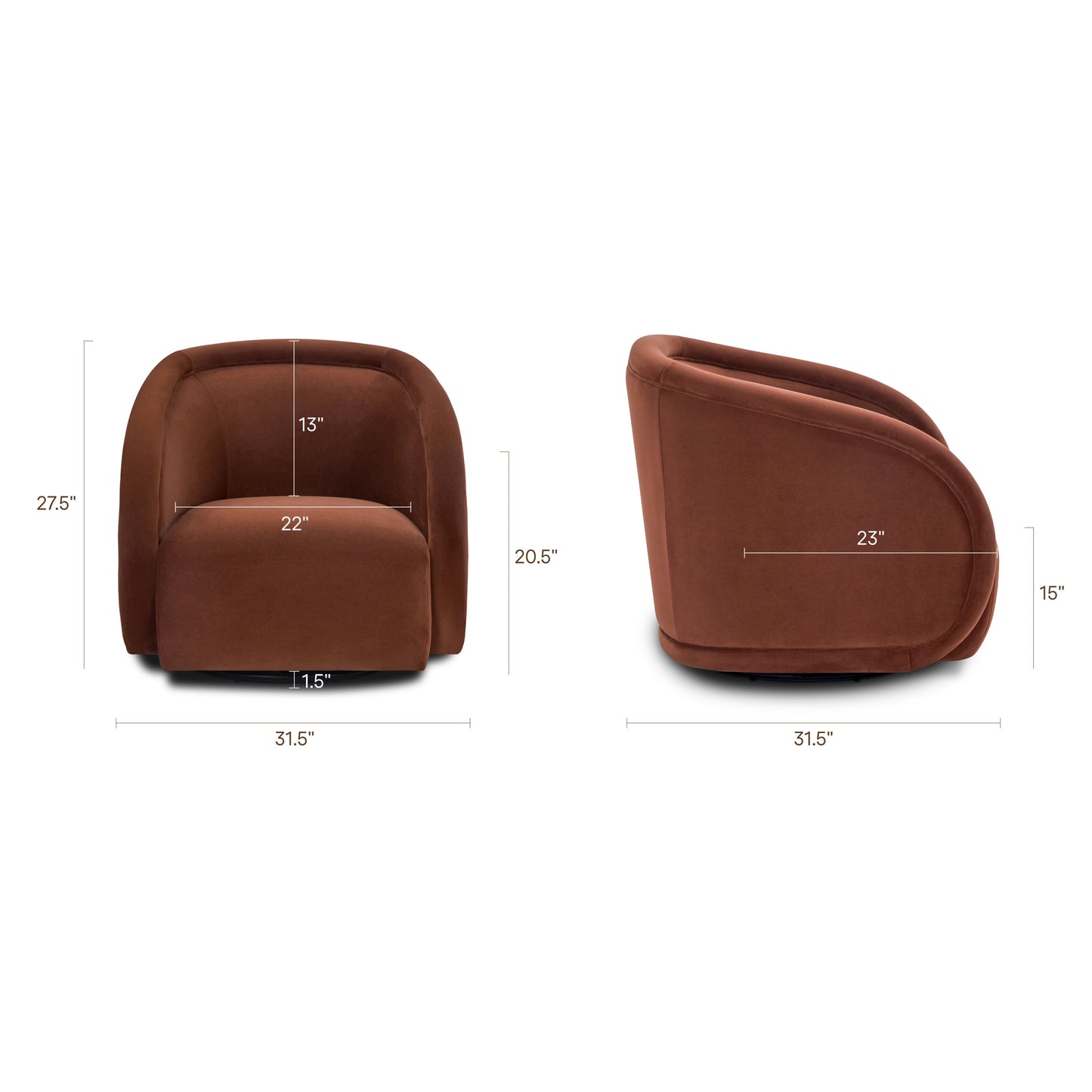 Telse Swivel Chair | Shadow Rust