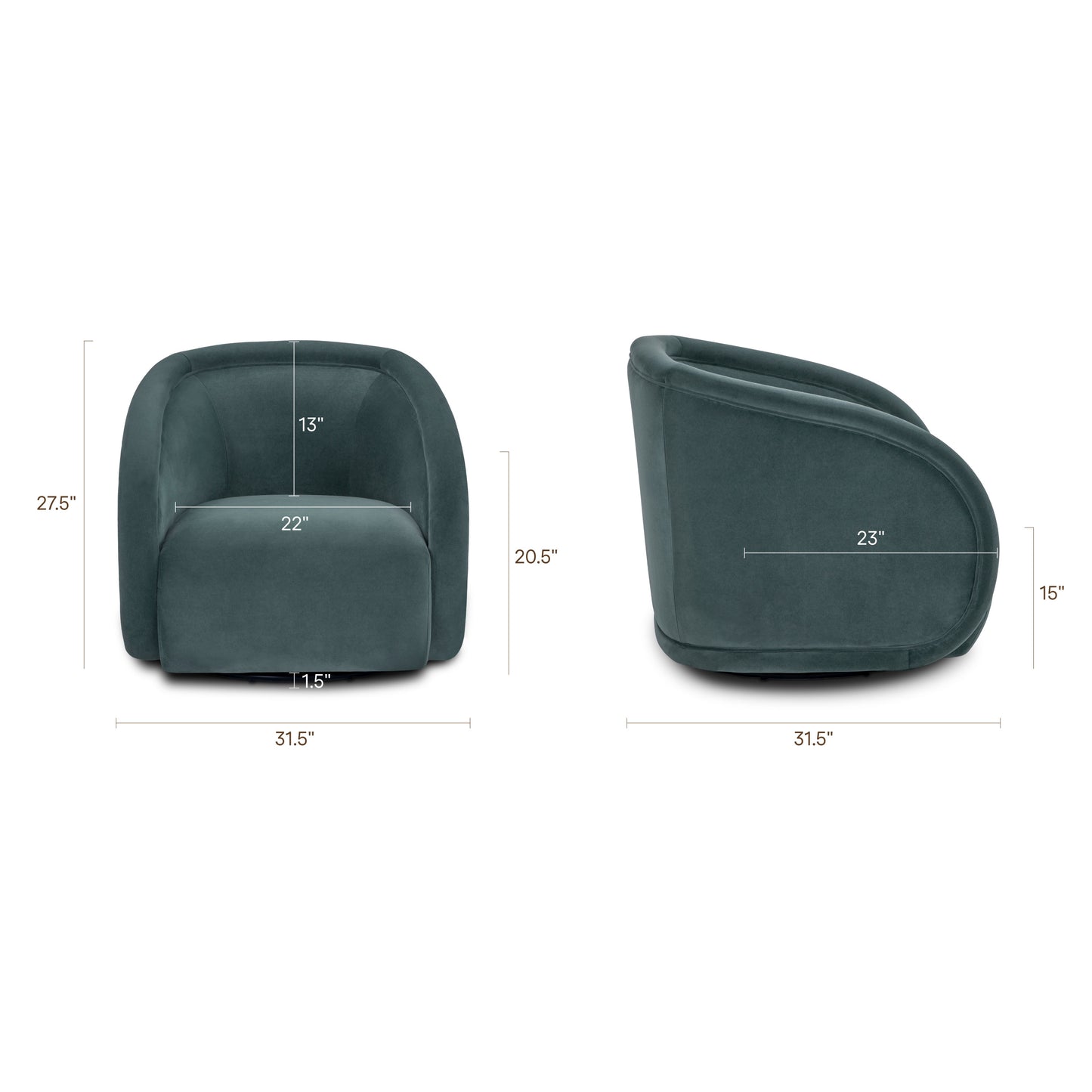 Telse Swivel Chair | Shadow Teal