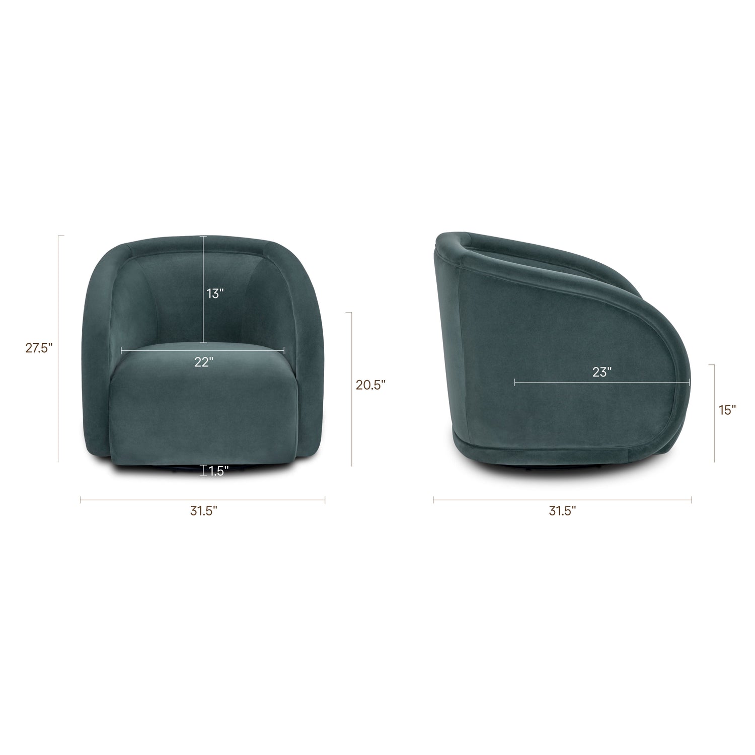 Telse Swivel Chair | Shadow Teal 