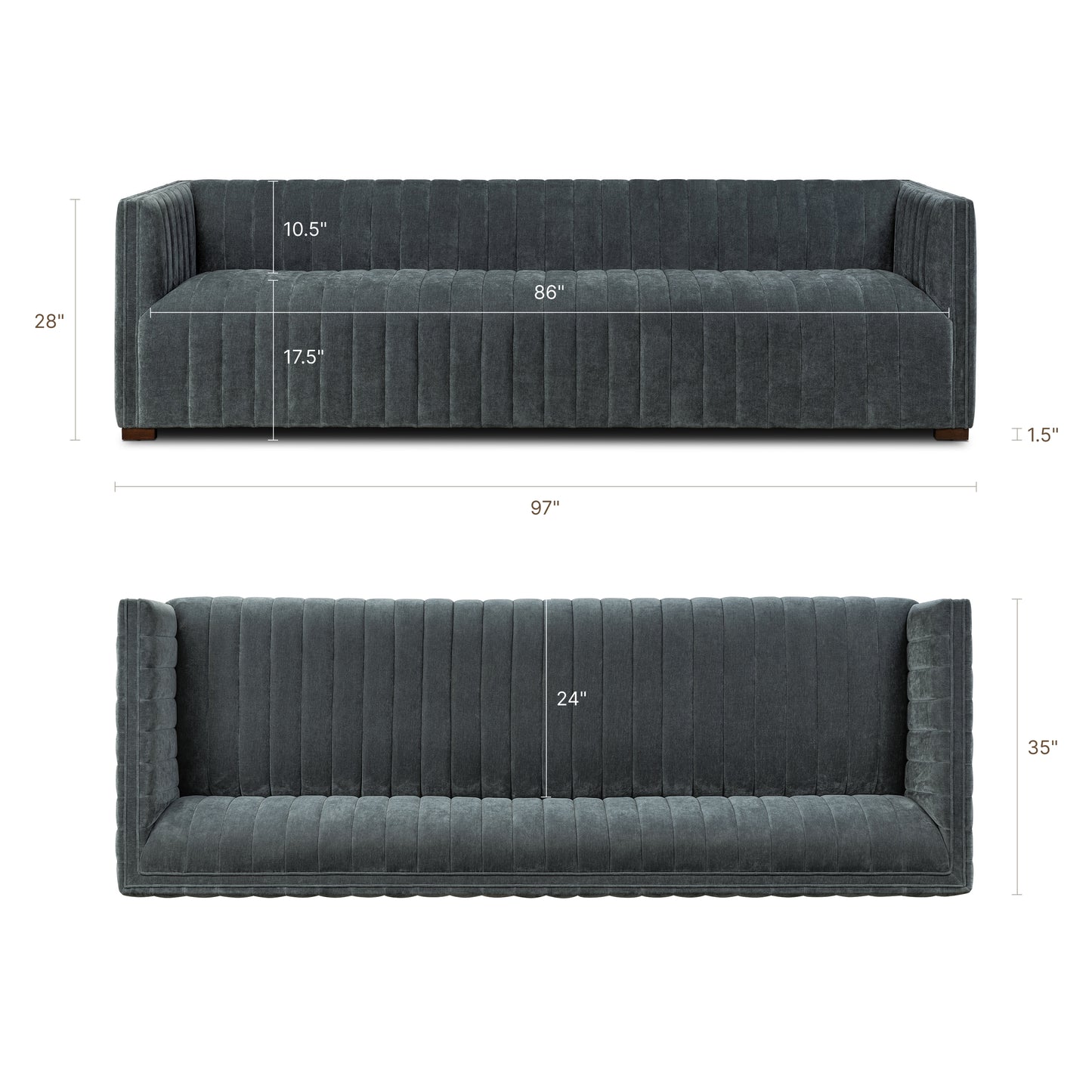 Modena 97" Sofa | Boreal Blue