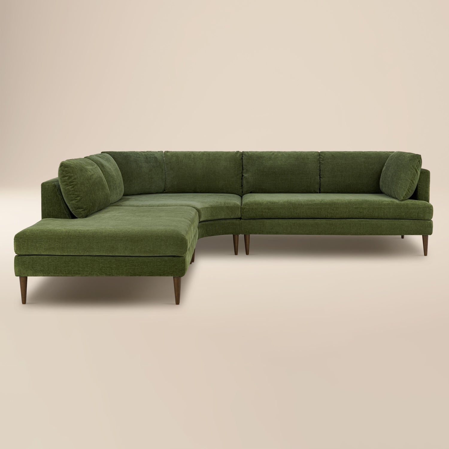 Lucerne Left-Facing Bumper Chaise Sectional  | Distressed Green 
