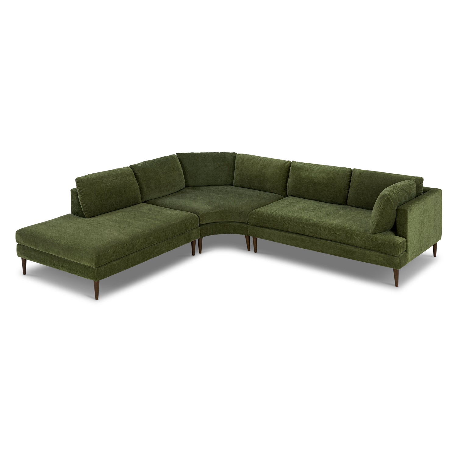 Lucerne Left-Facing Bumper Chaise Sectional  | Distressed Green 