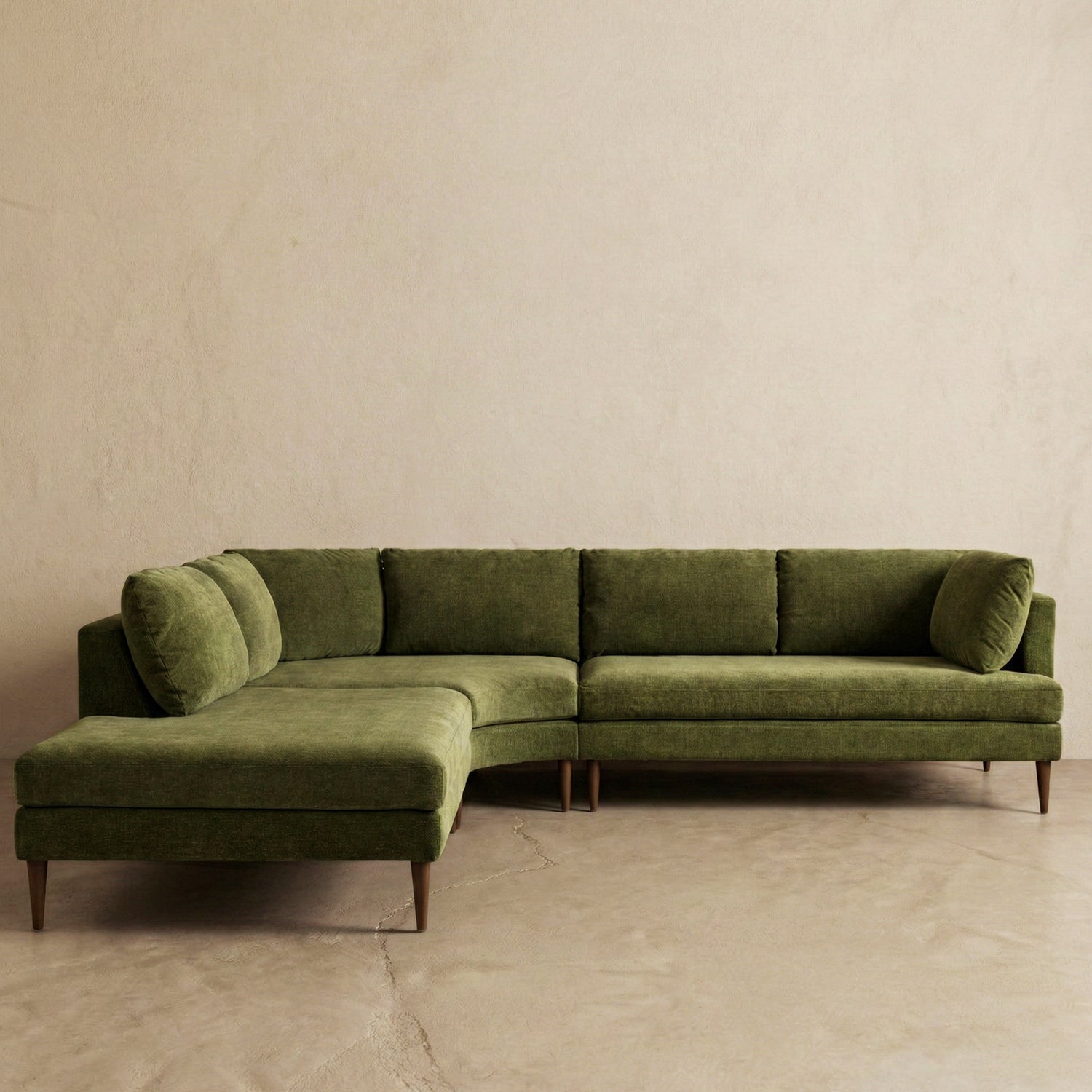 Lucerne Left-Facing Bumper Chaise Sectional  | Distressed Green lifestyle_image