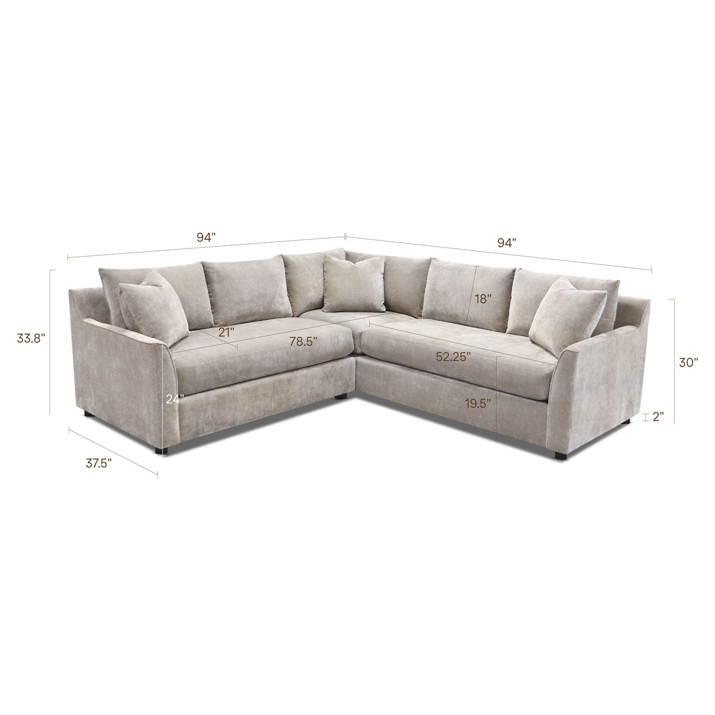 Aster 151.5" Corner Sectional | Celest Taupe