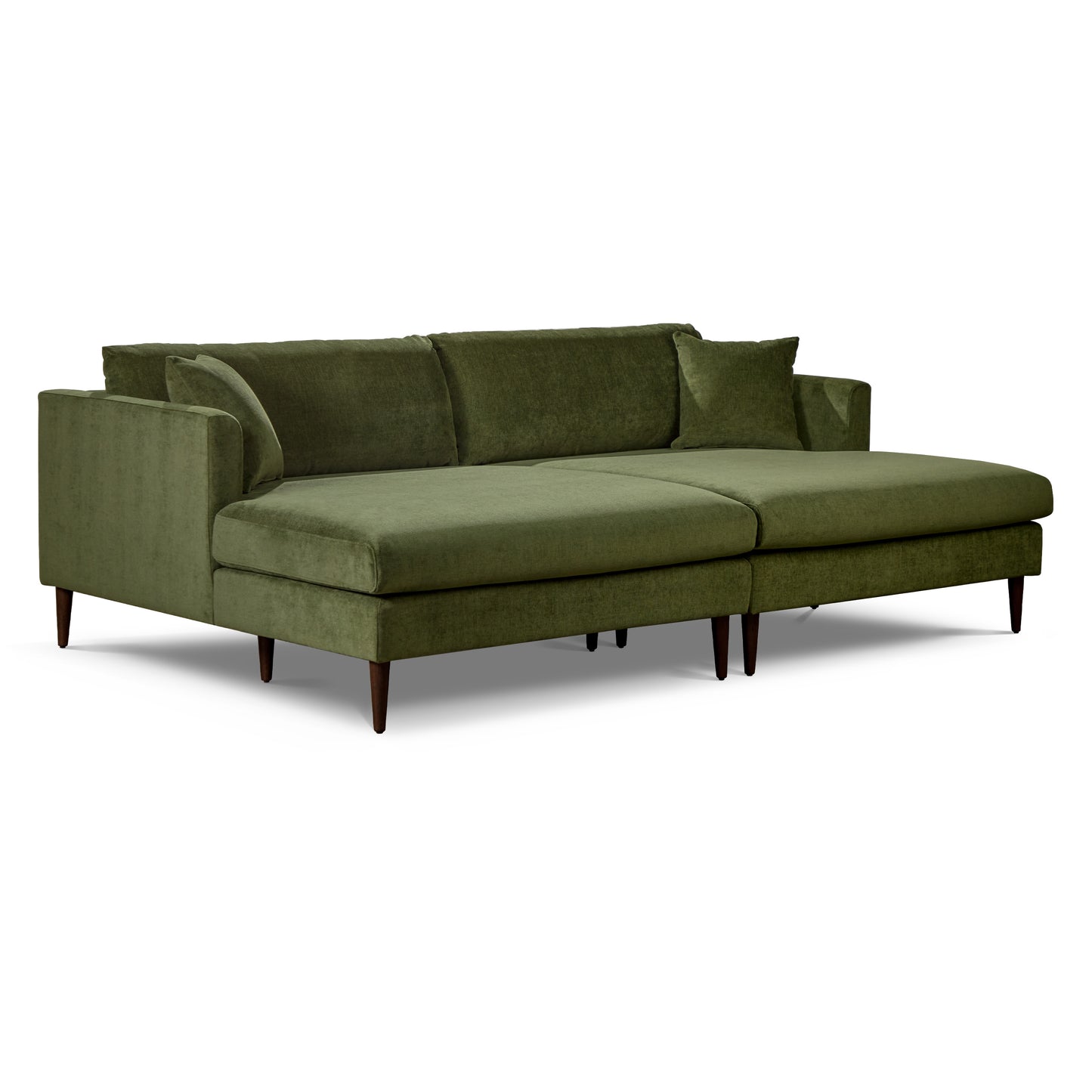 Lucerne Double Chaise Sectional (96") | Distressed Green Velvet