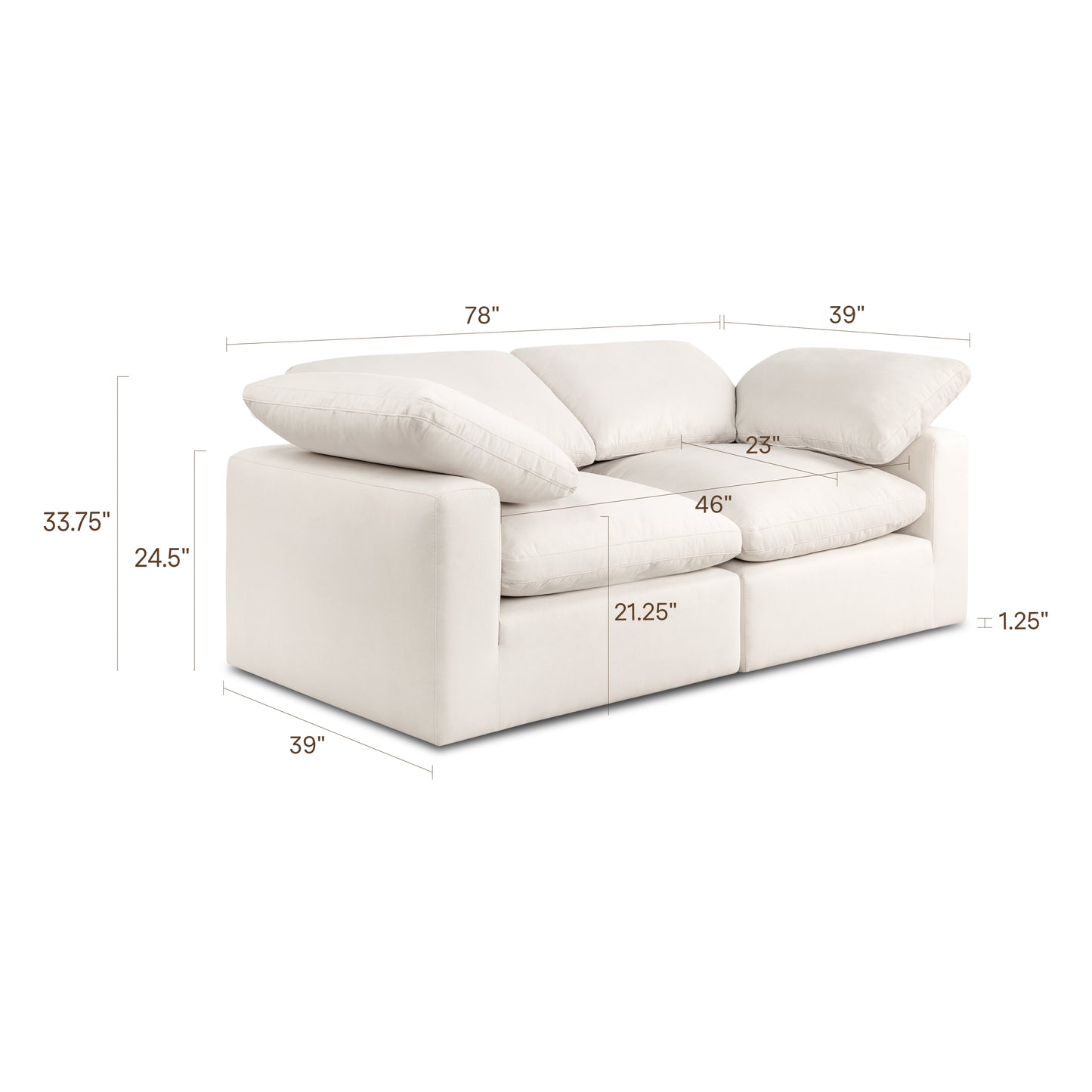 Aspen 78.5" Modular 2-Piece Apartment Sofa | Linen White