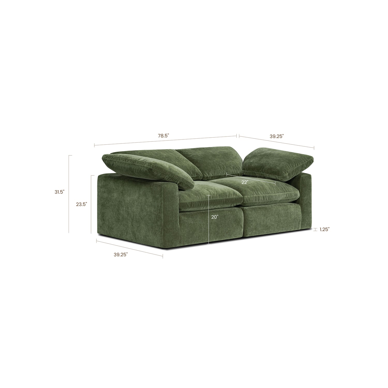 2-Seat Aspen Modular Sofa | Sagano Green 