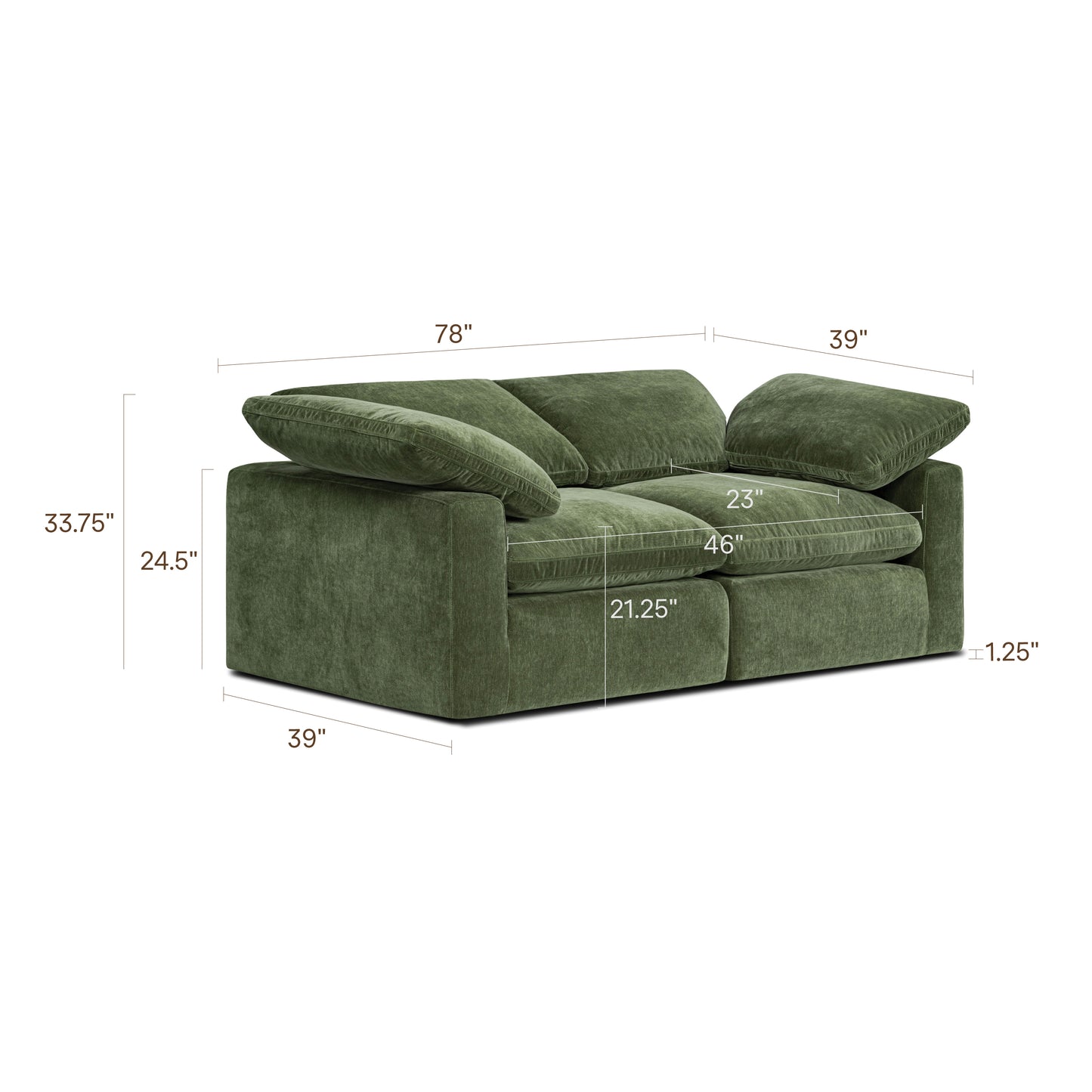 2-Seat Aspen Modular Sofa | Sagano Green
