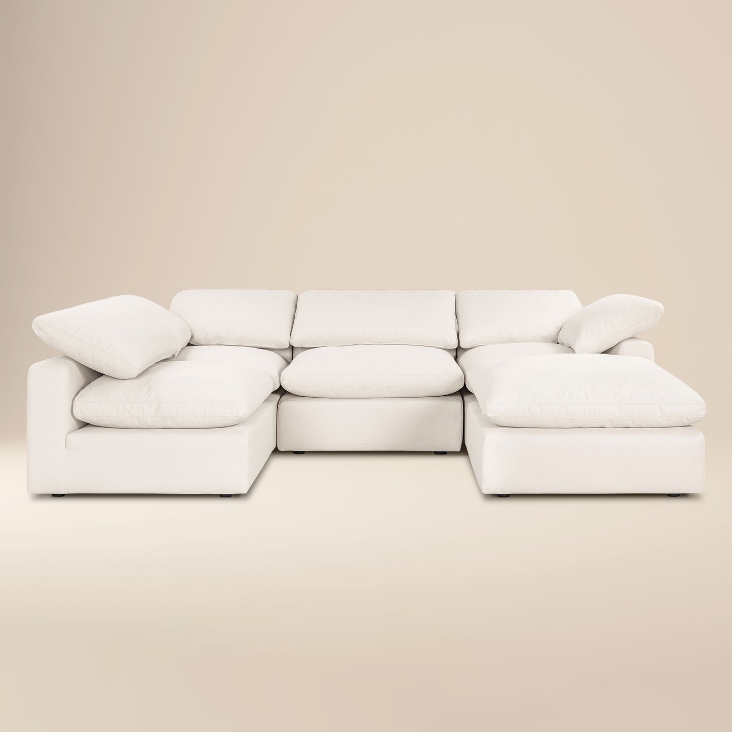 Aspen 118" Modular 5-Piece U-Shaped Double Chaise Sectional | Linen White