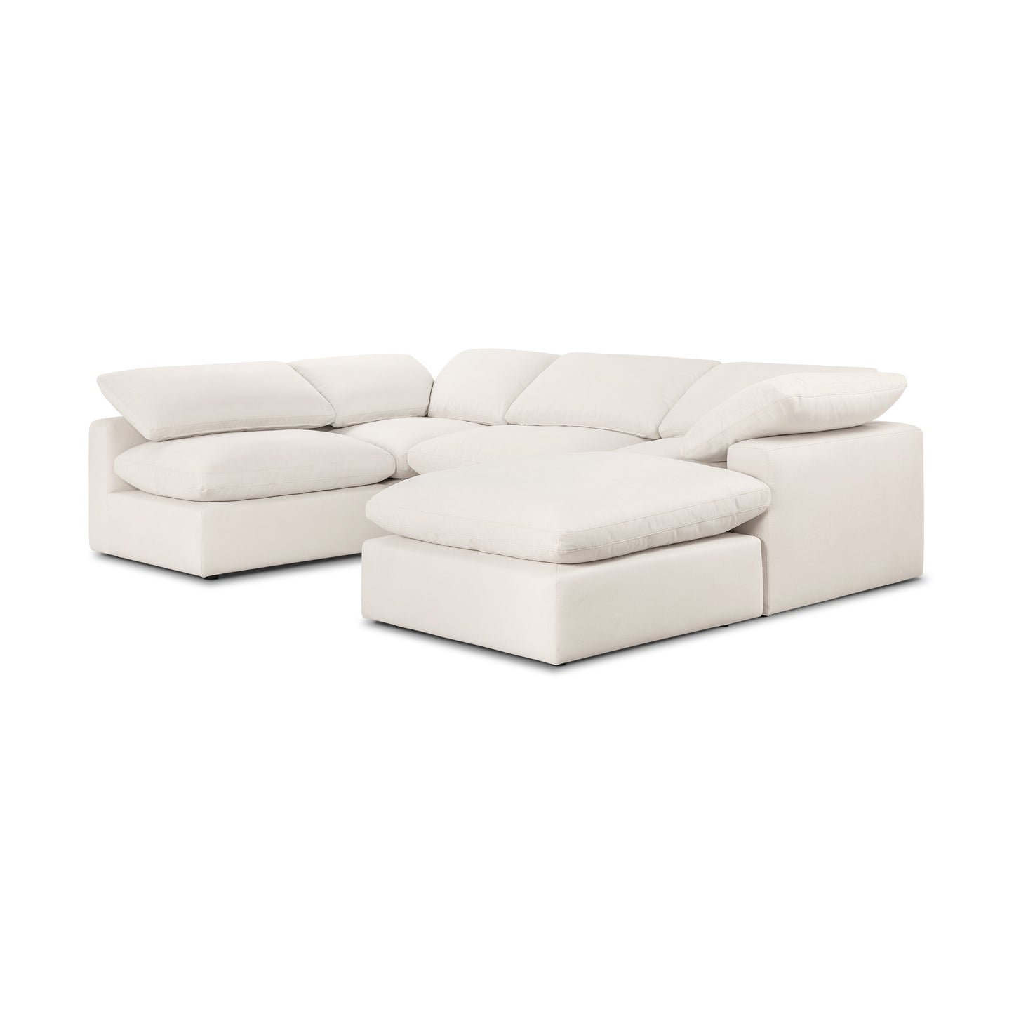 Aspen 118" Modular 5-Piece U-Shaped Double Chaise Sectional | Linen White