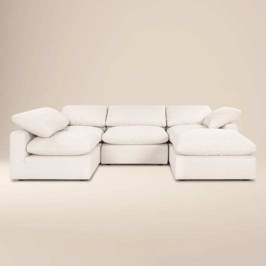 Aspen 118" Modular 5-Piece U-Shaped Double Chaise Sectional | Linen White