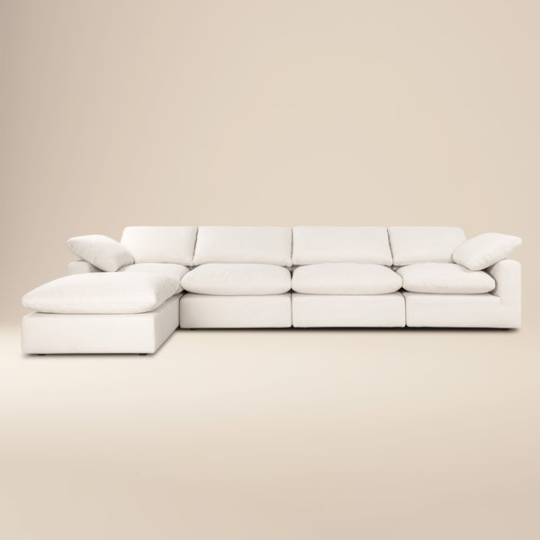 Aspen 157" Modular 5-Piece L-Shaped Sectional with Reversible Ottoman | Linen White