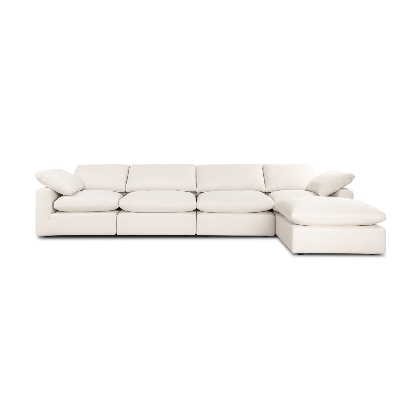 Aspen 157" Modular 5-Piece L-Shaped Sectional with Reversible Ottoman | Linen White