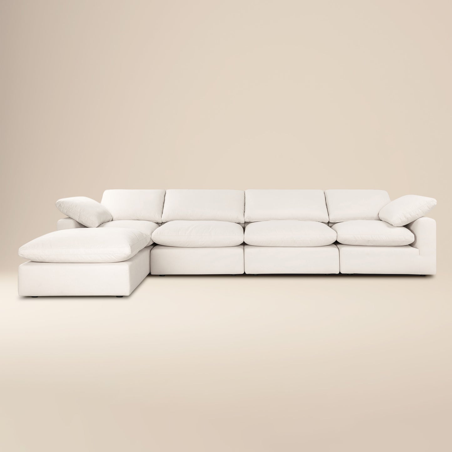Aspen 157" Modular 5-Piece L-Shaped Sectional with Reversible Ottoman | Linen White