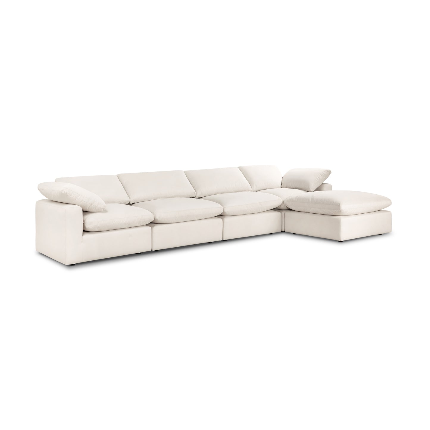 Aspen 157" Modular 5-Piece L-Shaped Sectional with Reversible Ottoman | Linen White