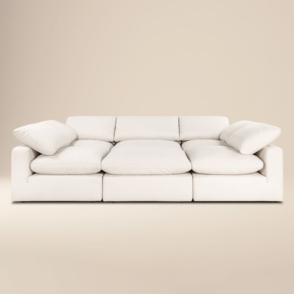 Aspen 118" Modular 6-Piece Pit Lounge Sectional | Linen White