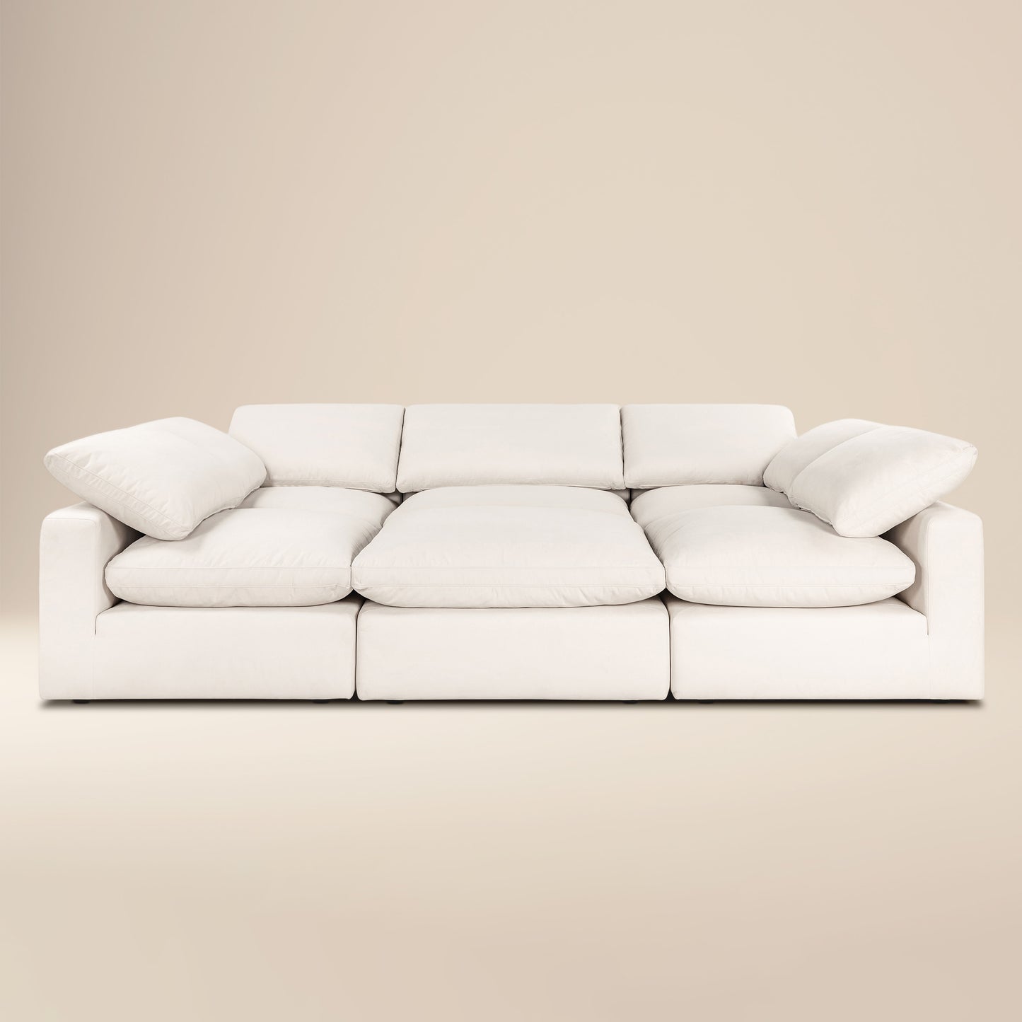 Aspen 118" Modular 6-Piece Pit Lounge Sectional | Linen White