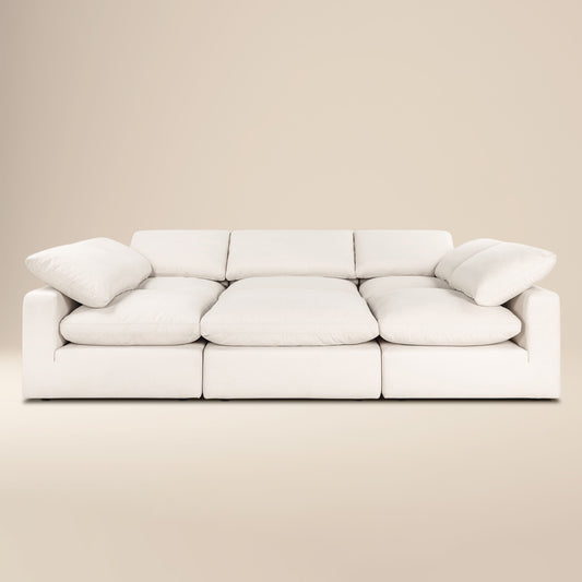 Aspen 118" Modular 6-Piece Pit Lounge Sectional | Linen White