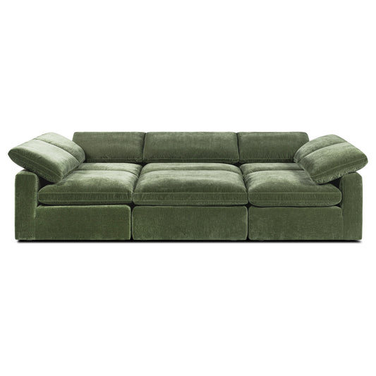 6-Seat Aspen Modular Pit-Sectional | Sagano Green