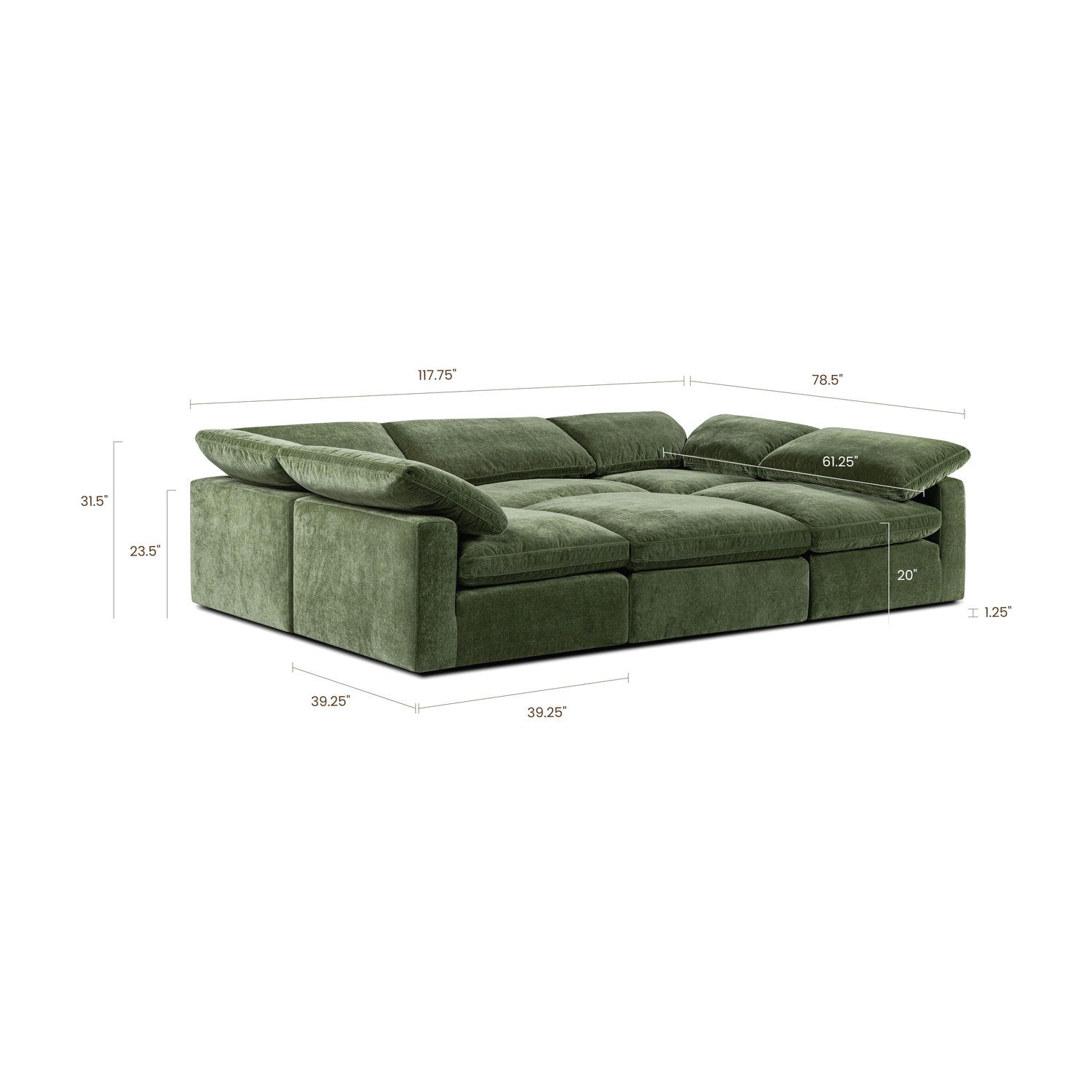 6-Seat Aspen Modular Pit-Sectional | Sagano Green 